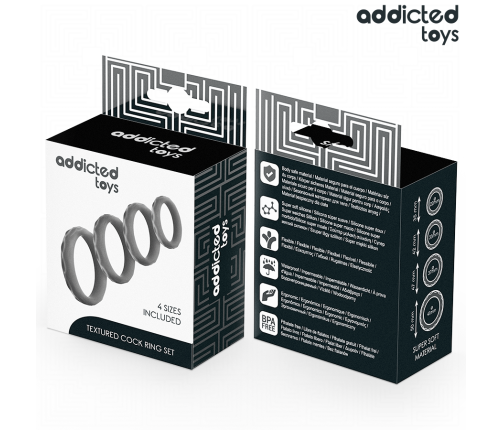 ADDICTED TOYS - TEXTURED COCK RING SET 4 SIZES