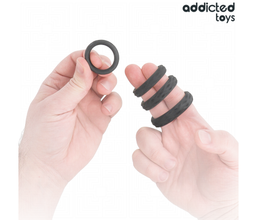 ADDICTED TOYS - TEXTURED COCK RING SET 4 SIZES