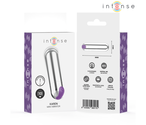 INTENSE - KAREN MINI RECHARGEABLE VIBRATING BULLET SILVER
