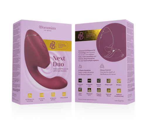 WOMANIZER - DUO NEXT ESTIMULADOR VIBRADOR DUAL CLÍTORIS & PUNTO·G ROSA