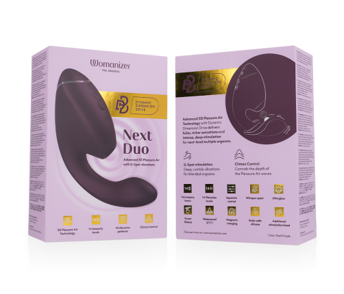 WOMANIZER - DUO NEXT ESTIMULADOR VIBRADOR DUAL CLÍTORIS & PUNTO·G MORADO