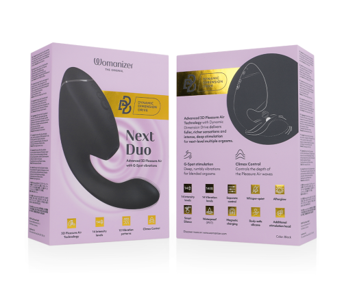 WOMANIZER - DUO NEXT DUAL CLITORAL & G-SPOT STIMULATOR BLACK