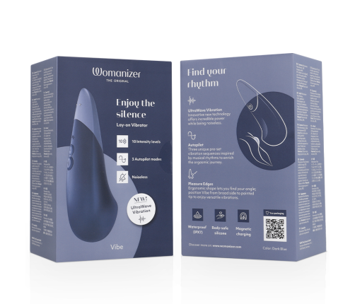 WOMANIZER - VIBE LAY-ON SILENT VIBRATOR DARK BLUE