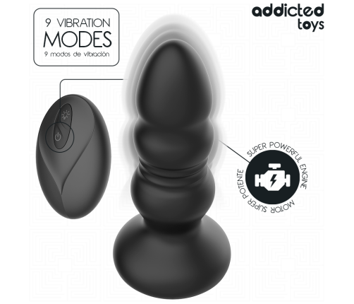 ADDICTED TOYS - ROTATING VIBRATING ANAL PLUG, LED LIGHT REMOTE CONTROL