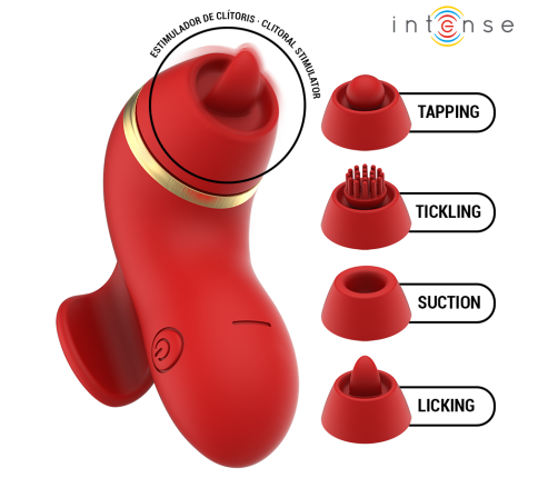 INTENSE - PATTY STIMULATOR WITH 4 HEADS, SUCTION, TAPPING, TICKLING AND LICKING