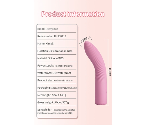 PRETTY LOVE - KISELL G-SPOT PINK VIBRATOR
