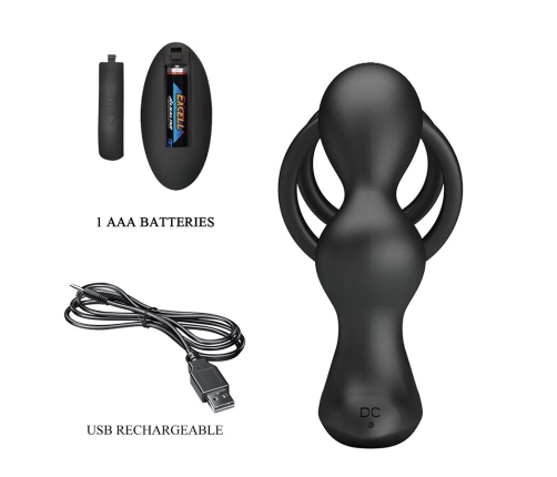 MR PLAY - VIBRATING ANAL PLUG WITH PENIS RING REMOTE CONTROL