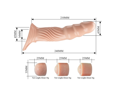 PRETTY LOVE - TEXTURED PENIS SHEATH WITH EXTENDERS