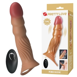 PRETTY LOVE - TEXTURED PENIS SLEEVE WITH VIBRATION AND REMOTE CONTROL