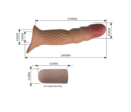 PRETTY LOVE - TEXTURED PENIS SLEEVE WITH VIBRATION AND REMOTE CONTROL