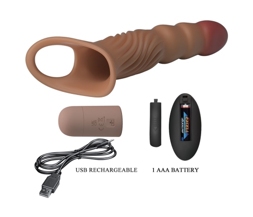 PRETTY LOVE - TEXTURED PENIS SLEEVE WITH VIBRATION AND REMOTE CONTROL