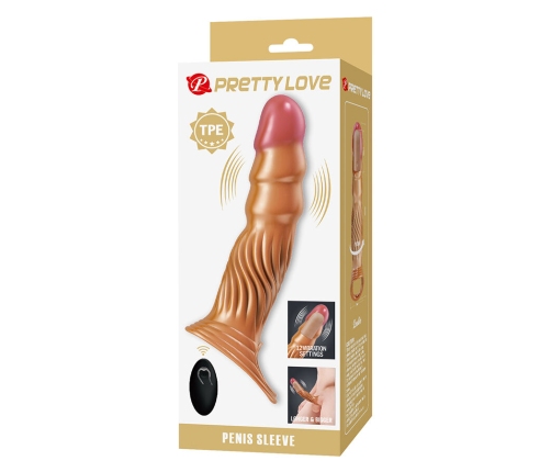 PRETTY LOVE - TEXTURED PENIS SLEEVE WITH VIBRATION AND REMOTE CONTROL