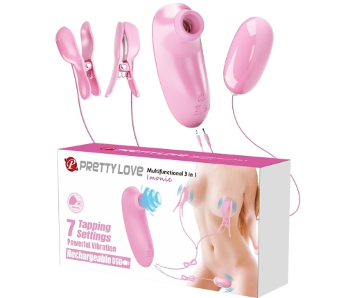 PRETTY LOVE - IMONIE 3-IN-1 MULTIFUNCTIONAL SET WITH SUCTION CUP, NIPPLES AND CLITORIS