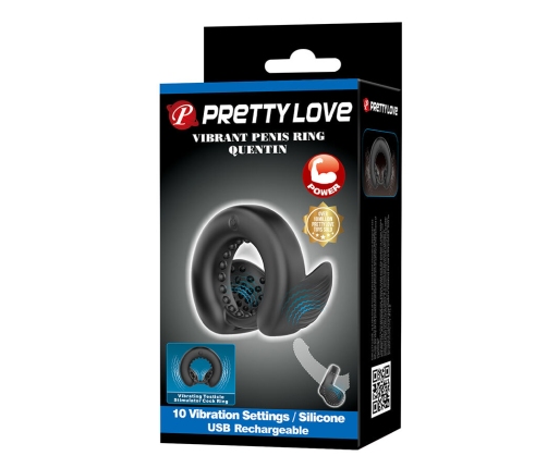 PRETTY LOVE - QUENTIN PENIS RING WITH TESTICULAR STIMULATOR