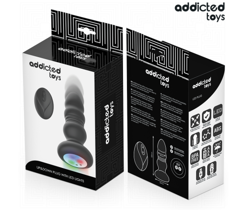 ADDICTED TOYS - ROTATING VIBRATING ANAL PLUG, LED LIGHT REMOTE CONTROL