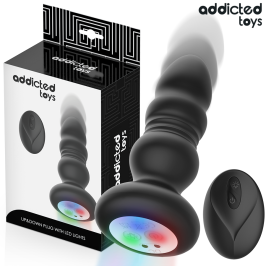 ADDICTED TOYS - ROTATING VIBRATING ANAL PLUG, LED LIGHT REMOTE CONTROL