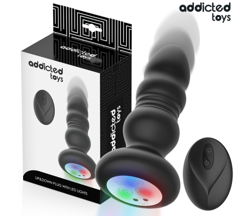 ADDICTED TOYS - ROTATING VIBRATING ANAL PLUG, LED LIGHT REMOTE CONTROL