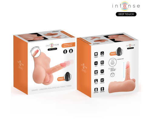 INTENSE DEEP TOUCH - DAMIEN TORSO WITH ANUS AND REALISTIC DILDO WITH PUSHING AND VIBRATION REMOTE CONTROL 3.5 KG