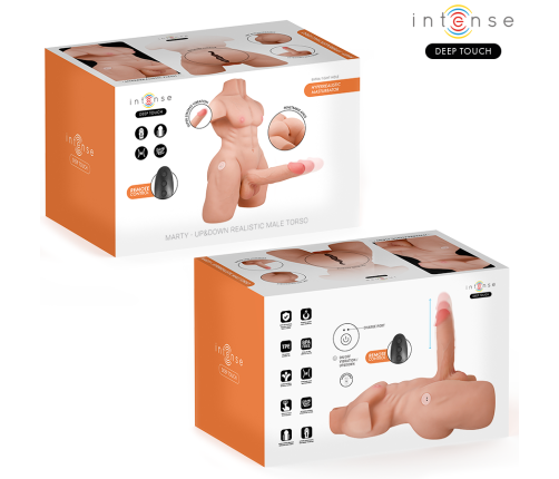 INTENSE DEEP TOUCH - MARTY TORSO WITH ANUS AND REALISTIC DILDO WITH PUSHING AND VIBRATION, REMOTE CONTROL, 6.2 KG