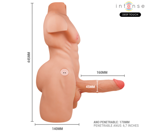 INTENSE DEEP TOUCH - MARTY TORSO WITH ANUS AND REALISTIC DILDO WITH PUSHING AND VIBRATION, REMOTE CONTROL, 6.2 KG