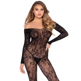 LEG AVENUE - 89366 LACE LINGERIE BODYSTOCKING BLACK - ONE SIZE