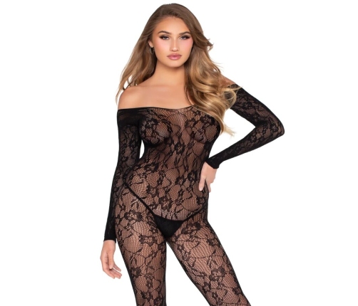 LEG AVENUE - 89366 LACE LINGERIE BODYSTOCKING BLACK - ONE SIZE