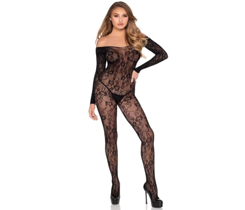 LEG AVENUE - 89366 LACE LINGERIE BODYSTOCKING BLACK - ONE SIZE