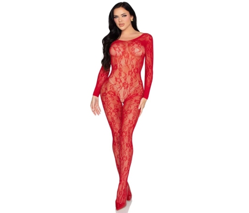 LEG AVENUE - 89366 LACE LINGERIE BODYSTOCKING RED - ONE SIZE