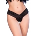 CHILIROSE - CR 4885 BLACK OPEN-CROTCH THONGS XL