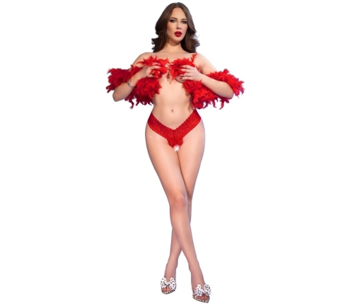 CHILIROSE - CR 4885 RED OPEN-CROTCH THONGS XL