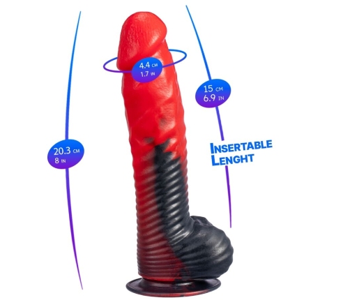 SILEXD - DEVIL DILDO FANTASY LIQUID SILICONE THERMOREACTIVE RED BLACK 20.3 CM