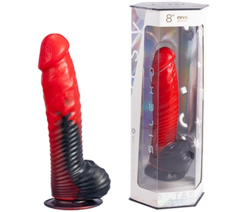 SILEXD - DEVIL DILDO FANTASY LIQUID SILICONE THERMOREACTIVE RED BLACK 20.3 CM