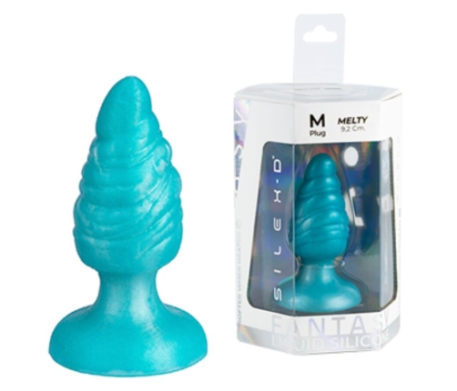 SILEXD - MELTY ANAL PLUG FANTASY LIQUID SILICONE THERMOREACTIVE CELESTIAL BLUE 9.2 CM