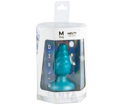 SILEXD - MELTY ANAL PLUG FANTASY LIQUID SILICONE THERMOREACTIVE CELESTIAL BLUE 9.2 CM