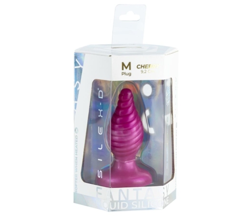 SILEXD - CHERRY ANAL PLUG FANTASY LIQUID SILICONE THERMOREACTIVE PINK 9.2 CM