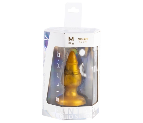 SILEXD - GOLDY ANAL PLUG FANTASY LIQUID SILICONE THERMOREACTIVE GOLDEN 9.2 CM