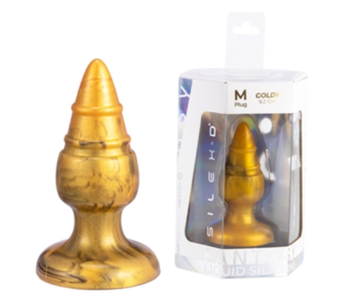 SILEXD - GOLDY ANAL PLUG FANTASY LIQUID SILICONE THERMOREACTIVE GOLDEN 9.2 CM