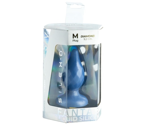 SILEXD - DIAMOND ANAL PLUG FANTASY LIQUID SILICONE THERMOREACTIVE PEARL BLUE 9.2 CM