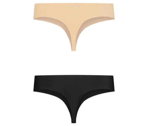 BYE-BRA - INVISIBLE THONG 2 PACK BEIGE & BLACK SIZE XXL
