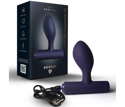 ROCKS-OFF - NOVA ORBITAL RECHARGEABLE PREMIUM & POWERFUL ANAL PLUG 16 FUNCTION BLUE
