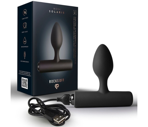 ROCKS-OFF - NOVA SOLARIS RECHARGEABLE SLIM & POWERFUL ANAL PLUG 16 FUNCTION BLACK