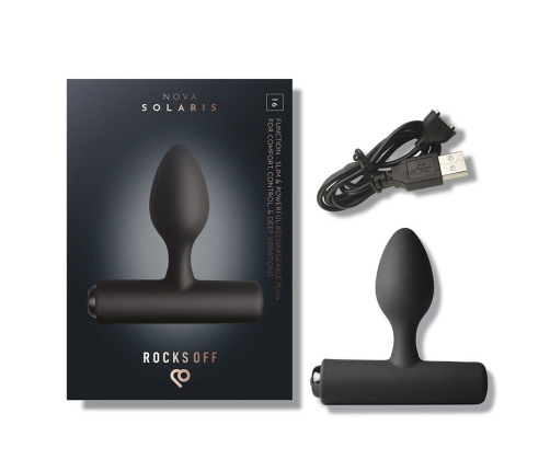 ROCKS-OFF - NOVA SOLARIS RECHARGEABLE SLIM & POWERFUL ANAL PLUG 16 FUNCTION BLACK