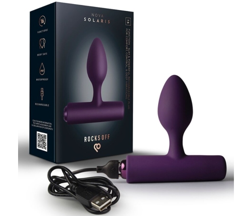 ROCKS-OFF - NOVA SOLARIS RECHARGEABLE SLIM & POWERFUL ANAL PLUG 16 FUNCTION PURPLE