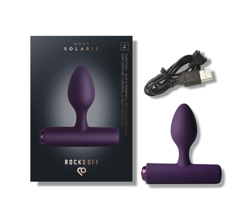 ROCKS-OFF - NOVA SOLARIS RECHARGEABLE SLIM & POWERFUL ANAL PLUG 16 FUNCTION PURPLE