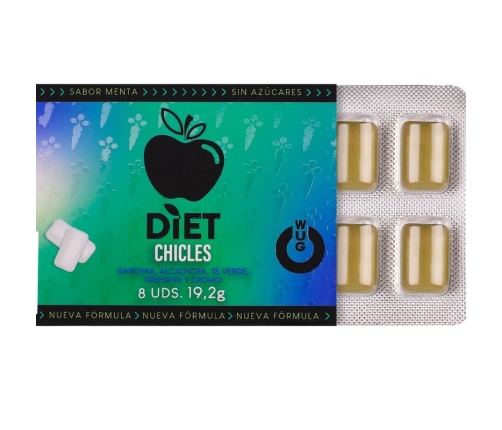 WUG DIET - SUGAR-FREE FUNCTIONAL MINT GUM BLISTER 8 PCS