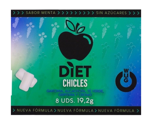 WUG DIET - SUGAR-FREE FUNCTIONAL MINT GUM BLISTER 8 PCS