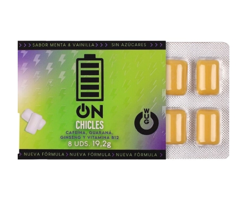 WUG ON - FUNCTIONAL CAFFEINE & GUARANA GUM MINT & VANILLA FLAVOUR BLISTER 8 PCS