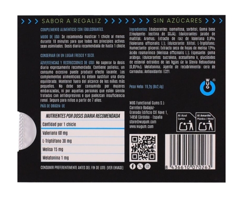WUG OFF - FUNCTIONAL MELATONIN & VALERIAN LIQUORICE FLAVOUR GUM BLISTER 8 PCS