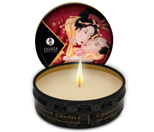 SHUNGA - MINI CARESS BY CANDELIGHT STRAWBERRIES AND CAVA MASSAGE CANDLE 30 ML