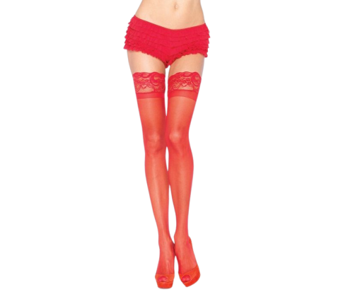 LEG AVENUE - RED TIGHTS WITH SELF-ADHESIVE LACE